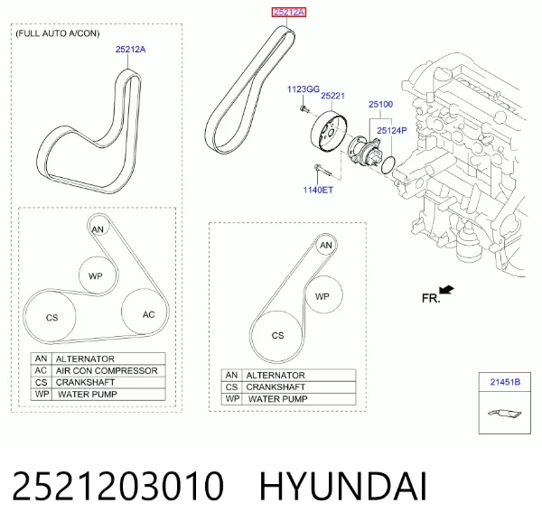 Pas napędowy mechanizmów 2521203010 Hyundai/Kia
