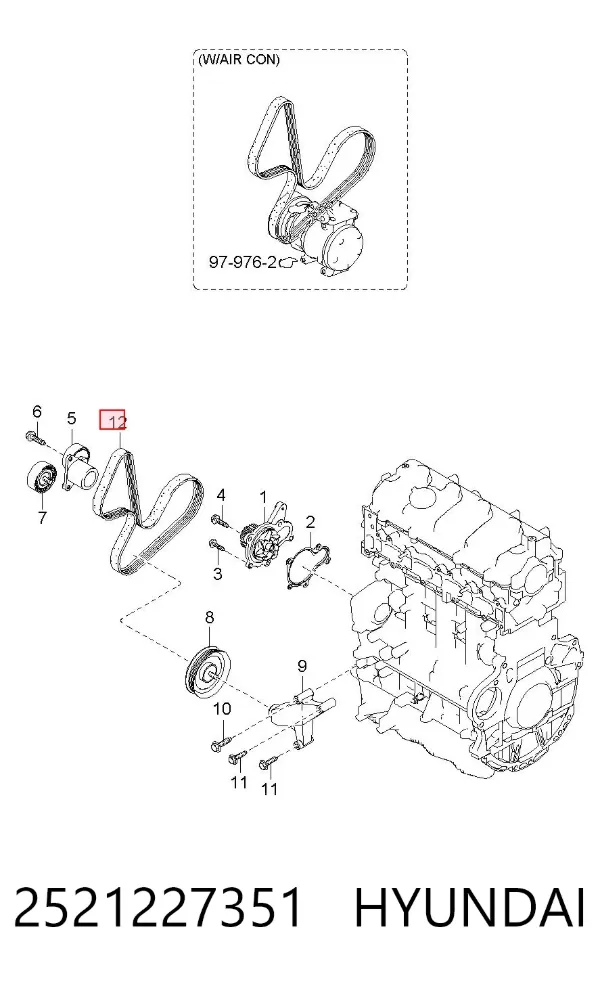 Pas napędowy mechanizmów 2521227351 Hyundai/Kia