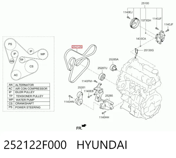 Pas napędowy mechanizmów 252122F000 Hyundai/Kia
