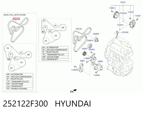 Pas napędowy mechanizmów 252122F300 Hyundai/Kia