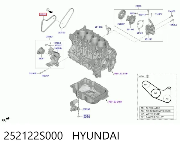 Pas napędowy mechanizmów 252122S000 Hyundai/Kia