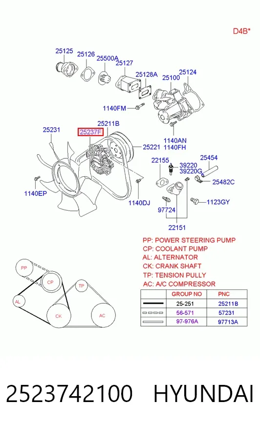 Sprzęgło wiskotyczne wentylatora chłodzenia 2523742100 Hyundai/Kia