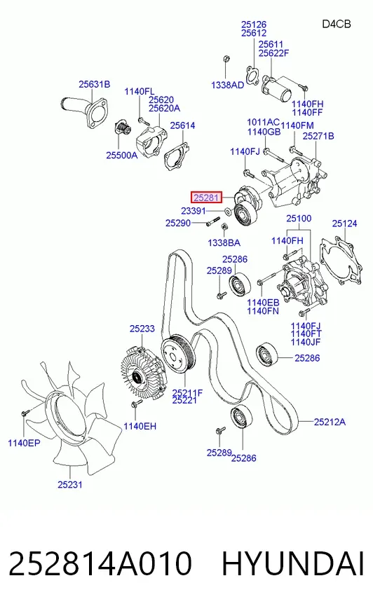 Napinacz paska napędowego 252814A010 Hyundai/Kia