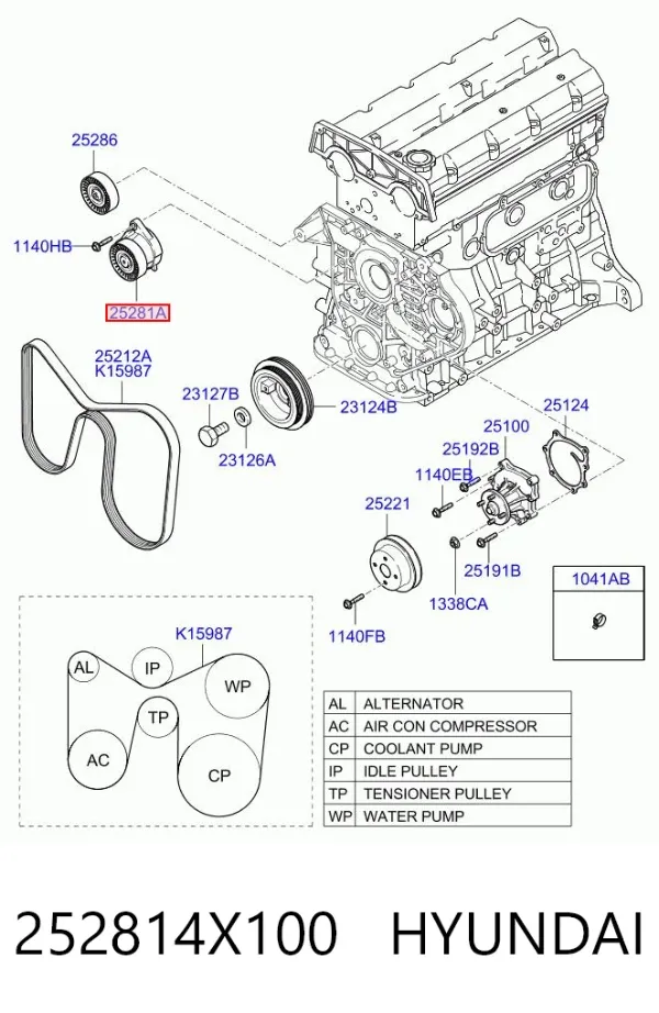 Napinacz paska napędowego 252814X100 Hyundai/Kia