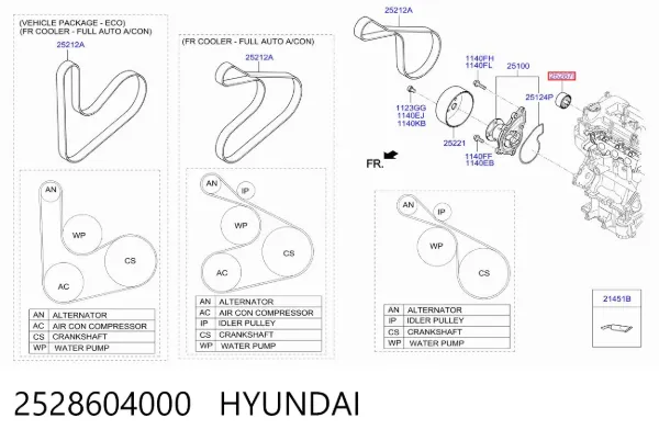 Rolka prowadząca kierunkowa paska rozrządu 2528604000 Hyundai/Kia