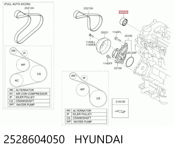 Rolka prowadząca kierunkowa paska rozrządu 2528604050 Hyundai/Kia