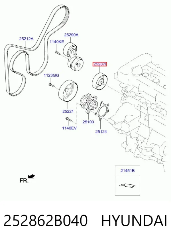 Rolka prowadząca, kierunkowa paska napędowego 252862B040 Hyundai/Kia
