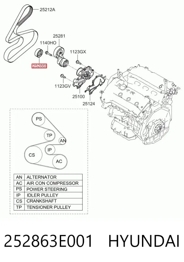 Rolka prowadząca, kierunkowa paska napędowego 252863E001 Hyundai/Kia