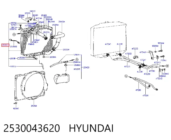 Chłodnica silnika 2530043620 Hyundai/Kia