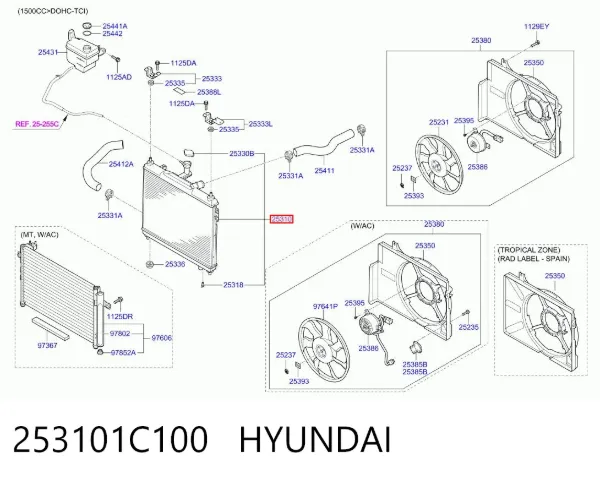 Chłodnica silnika 253101C100 Hyundai/Kia