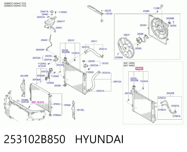 Chłodnica silnika 253102B850 Hyundai/Kia