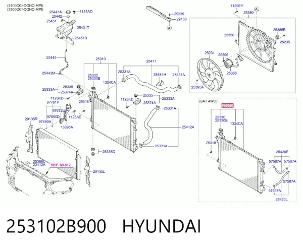 Chłodnica silnika 253102B900 Hyundai/Kia