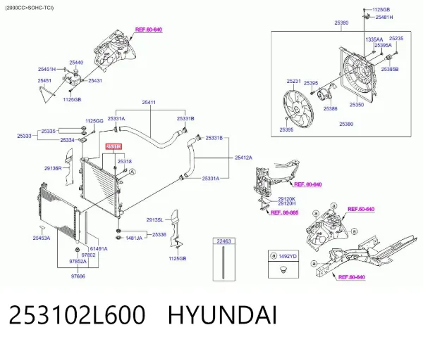Chłodnica silnika 253102L600 Hyundai/Kia