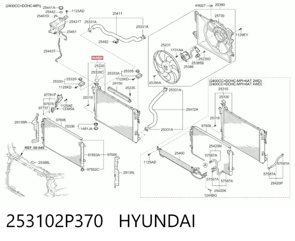 Chłodnica silnika 253102P370 Hyundai/Kia