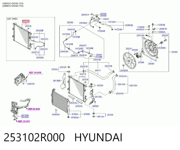 Chłodnica silnika 253102R000 Hyundai/Kia