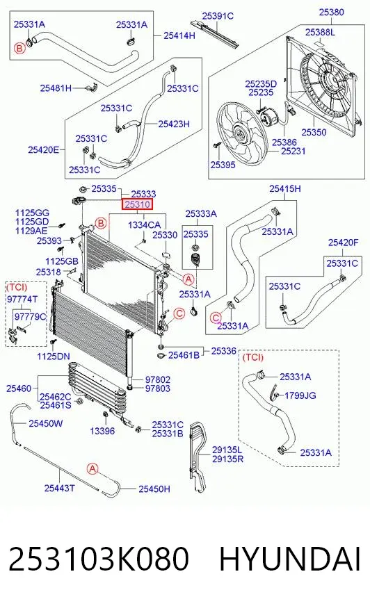 Chłodnica silnika 253103K080 Hyundai/Kia