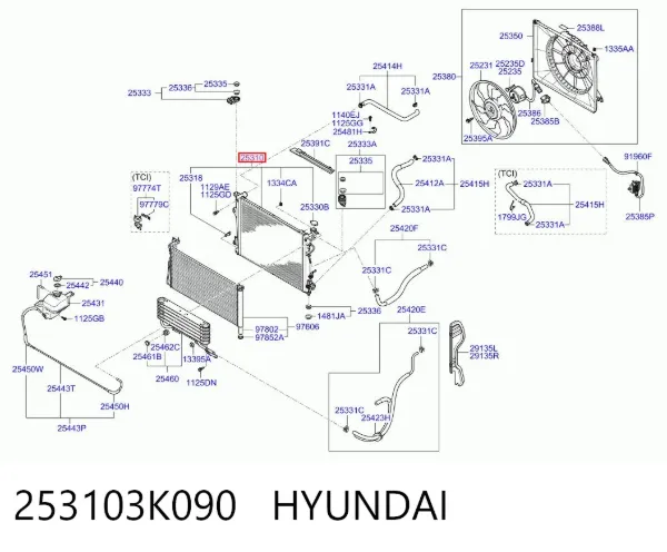 Chłodnica silnika 253103K090 Hyundai/Kia