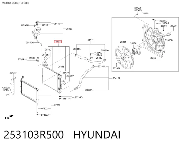 Chłodnica silnika 253103R500 Hyundai/Kia