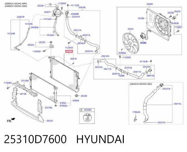 Chłodnica silnika 25310D7600 Hyundai/Kia