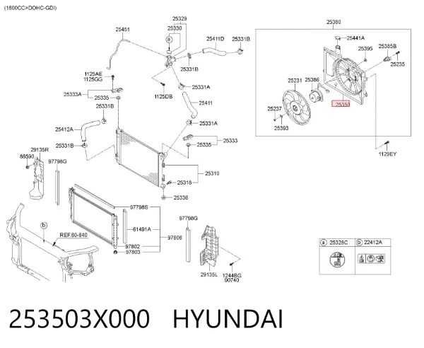 Dyfuzor chłodnicy 253503X000 Hyundai/Kia