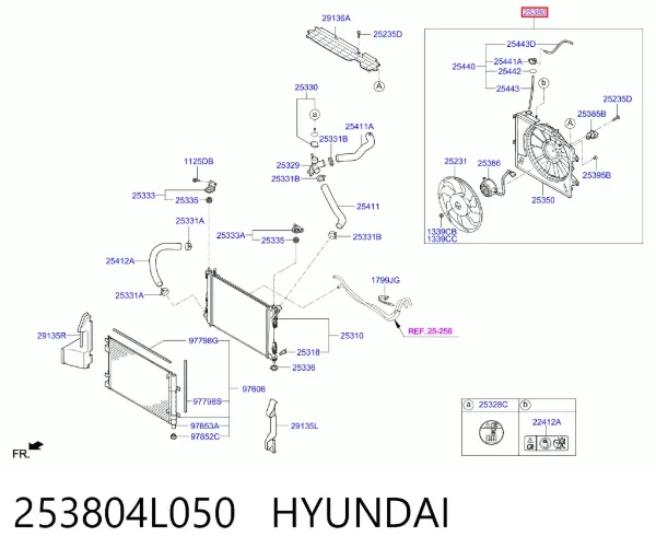 Dyfuzor chłodnicy, w komplecie z silnikiem i wirnikiem 253804L050 Hyundai/Kia