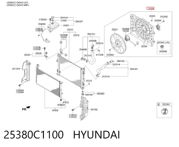 Wentylator elektryczny układu chłodzenia kompletny (silnik+wirnik) Hyundai Sonata VII