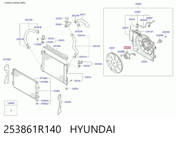 Silniczek wentylatora chłodzenia 253861R140 Hyundai/Kia
