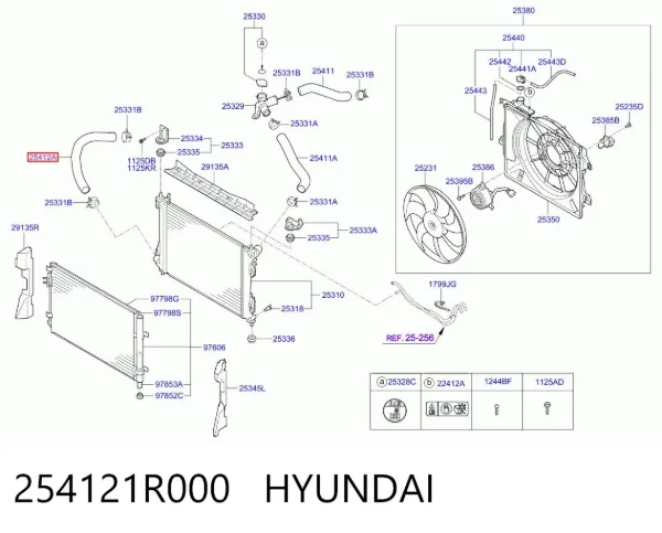 Przewód (króciec) chłodnicy dolny 254121R000 Hyundai/Kia