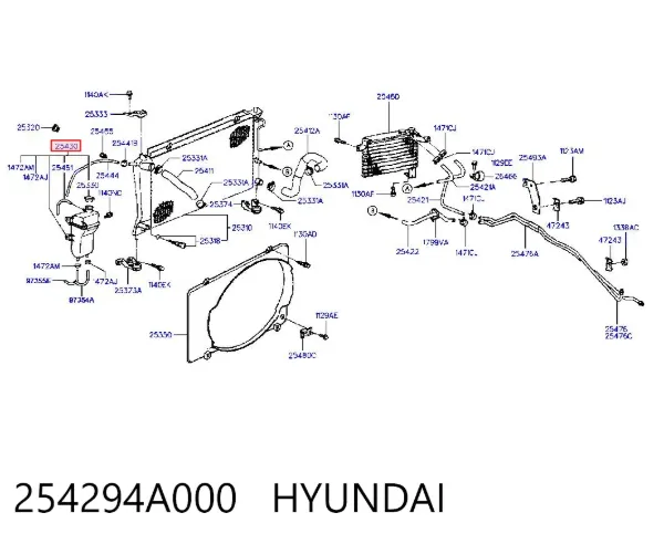 Zbiorniczek wyrównawczy układu chłodzenia 254294A000 Hyundai/Kia