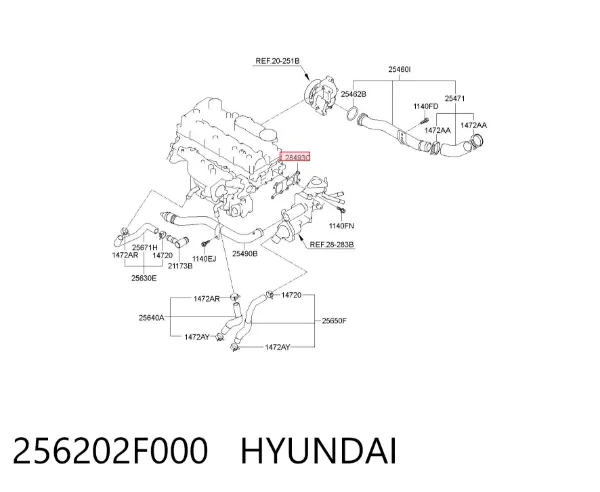 Uszczelka zaworu recyrkulacji EGR 256202F000 Hyundai/Kia