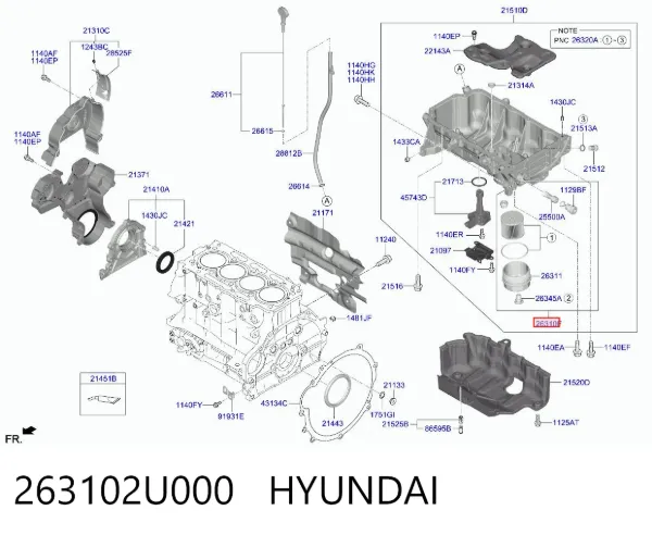 Obudowa filtra oleju 263102U000 Hyundai/Kia