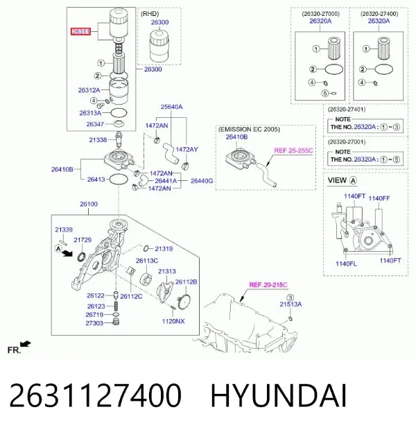Pokrywa filtra oleju 2631127400 Hyundai/Kia