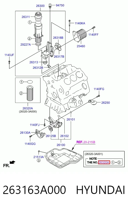 Filtr oleju 263163A000 Hyundai/Kia