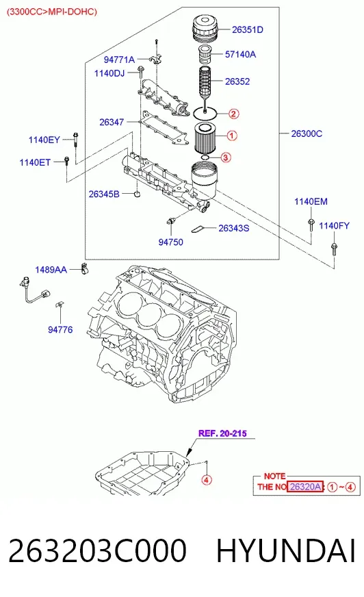 Filtr oleju 263203C000 Hyundai/Kia