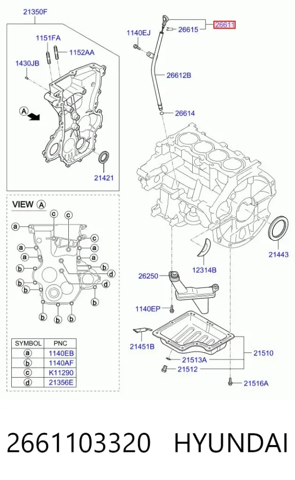 Bagnet poziomu oleju w silniku KIA Picanto II