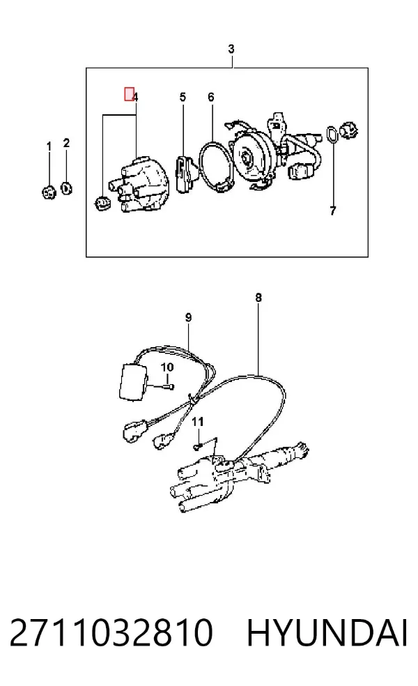 Kopułka rozdzielacza zapłonu 2711032810 Hyundai/Kia