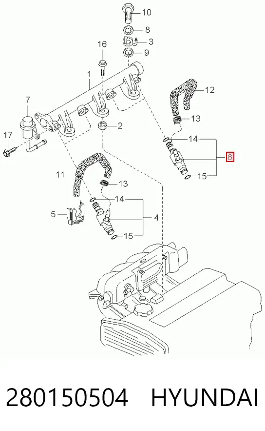 Wtryskiwacz paliwa 280150504 Hyundai/Kia
