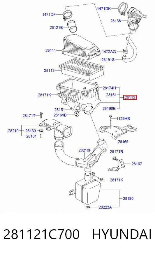 Obudowa filtra powietrza Hyundai Getz 