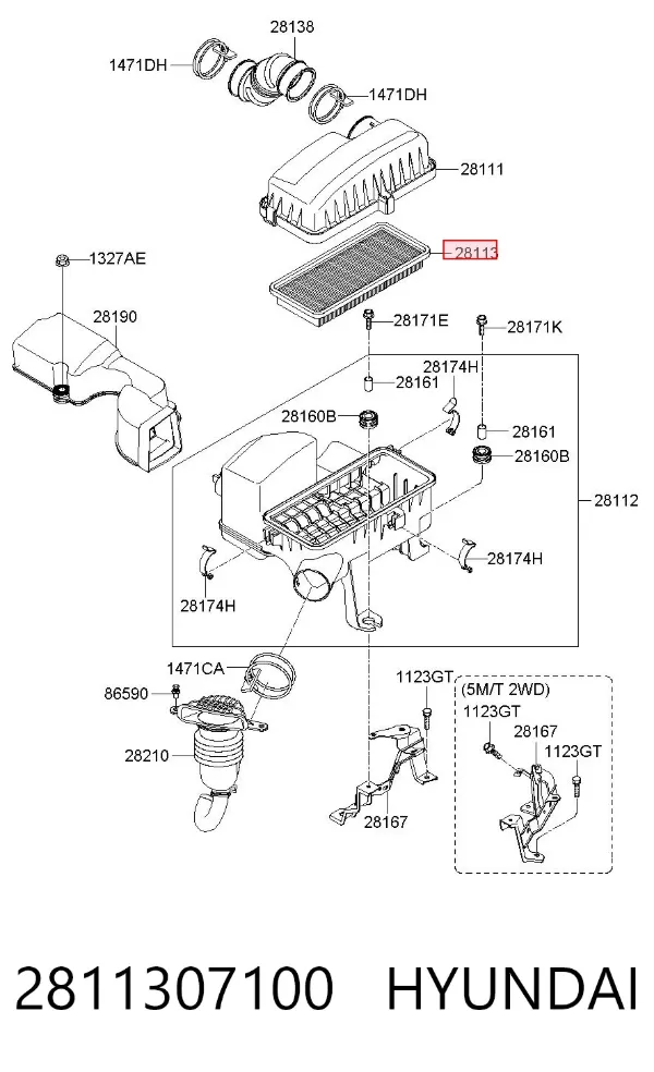 Filtr powietrza 2811307100 Hyundai/Kia
