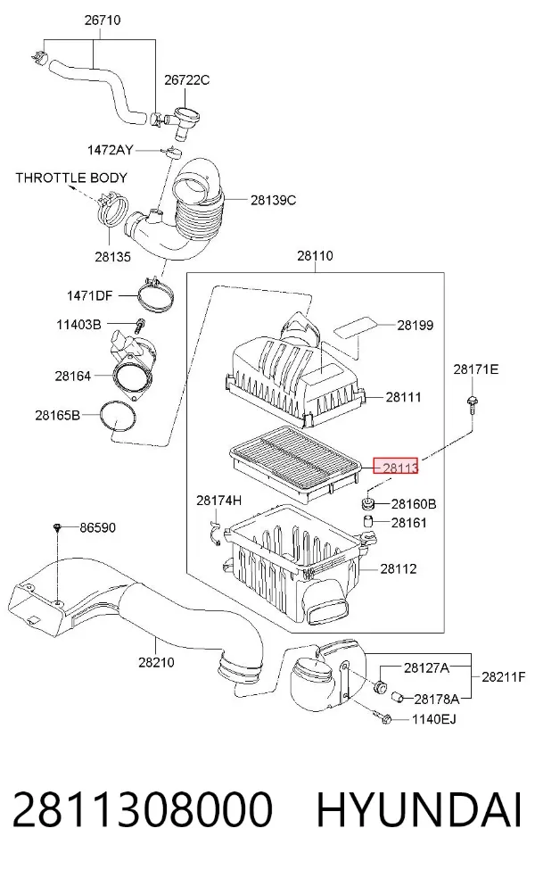 Filtr powietrza 2811308000 Hyundai/Kia