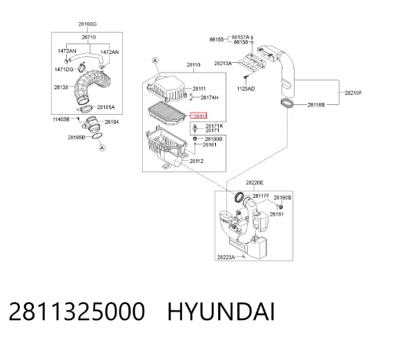 Filtr powietrza 2811325000 Hyundai/Kia