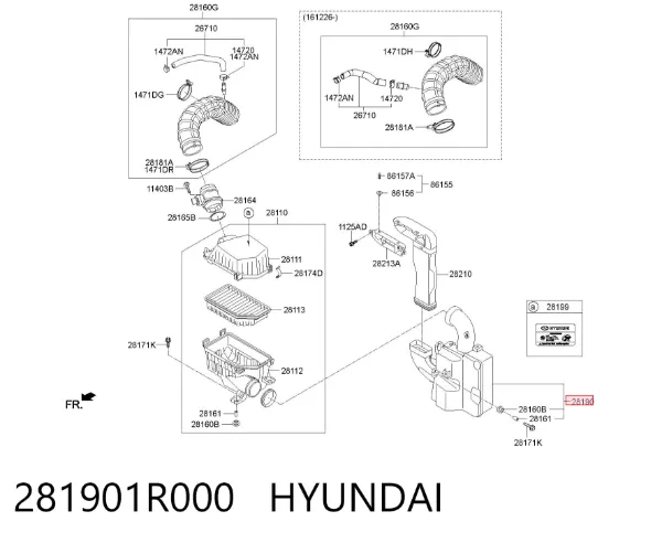 Rezonator filtra powietrza 281901R000 Hyundai/Kia