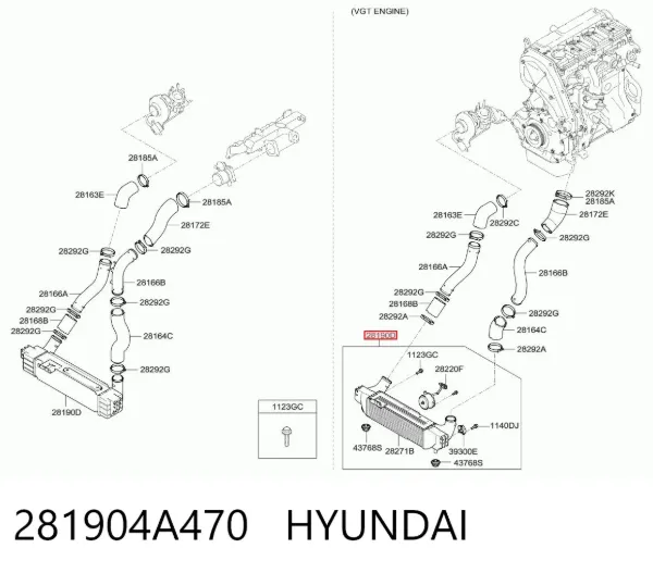Chłodnica intercoolera 281904A470 Hyundai/Kia