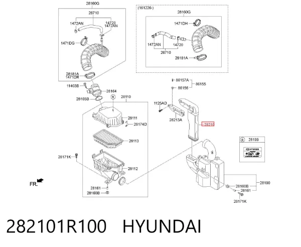 Wlot powietrza do filtra powietrza Hyundai Accent IV