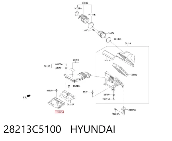 Wlot powietrza do filtra powietrza 28213C5100 Hyundai/Kia