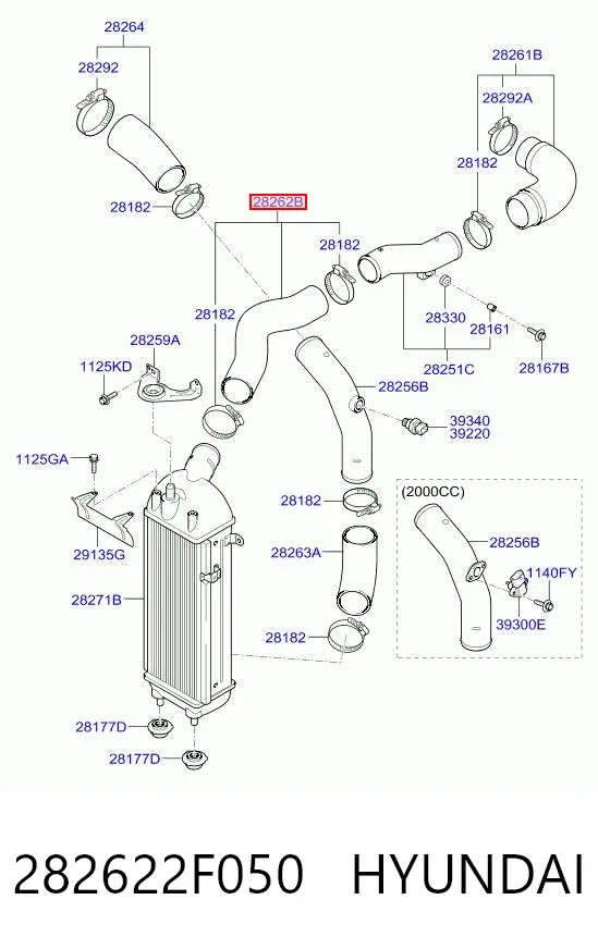 Przewód (króciec) intercoolera 282622F050 Hyundai/Kia