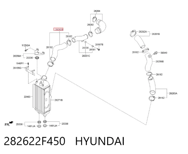 Przewód (króciec) intercoolera 282622F450 Hyundai/Kia