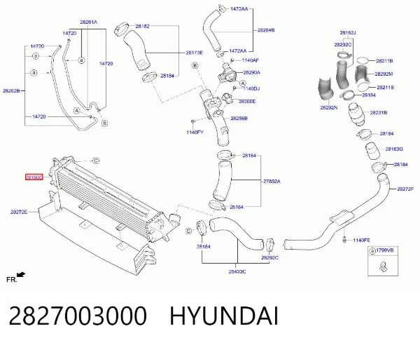 Chłodnica intercoolera 2827003000 Hyundai/Kia
