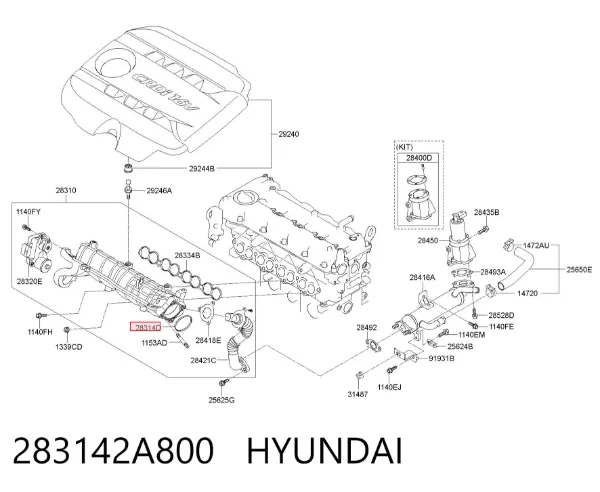 Uszczelka kolektora ssącego górna 283142A800 Hyundai/Kia