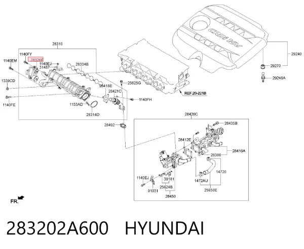 Aktuator klap kolektora ssącego 283202A600 Hyundai/Kia